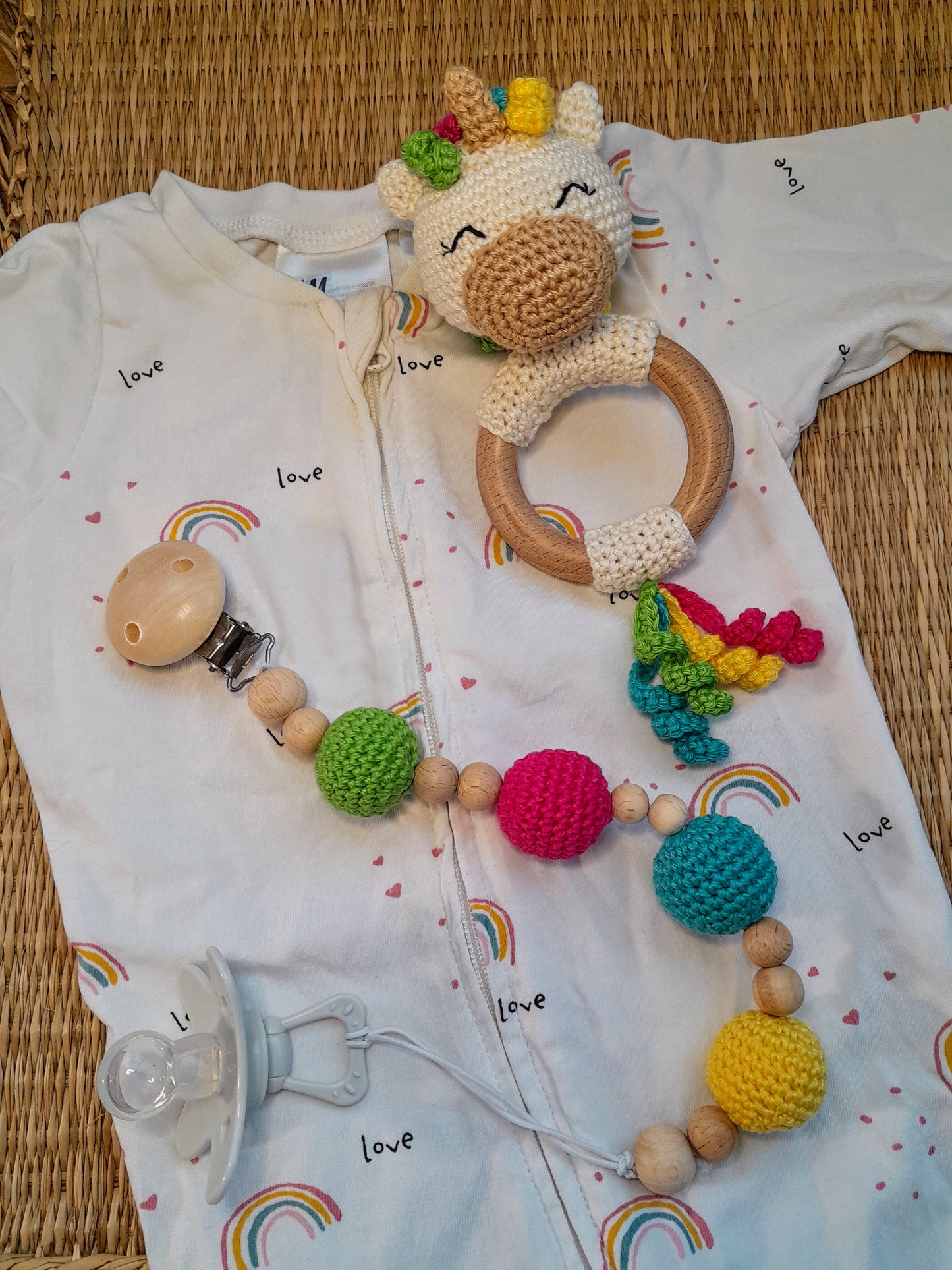 Crochet Celeste the Unicorn Rattle with Biting Ring