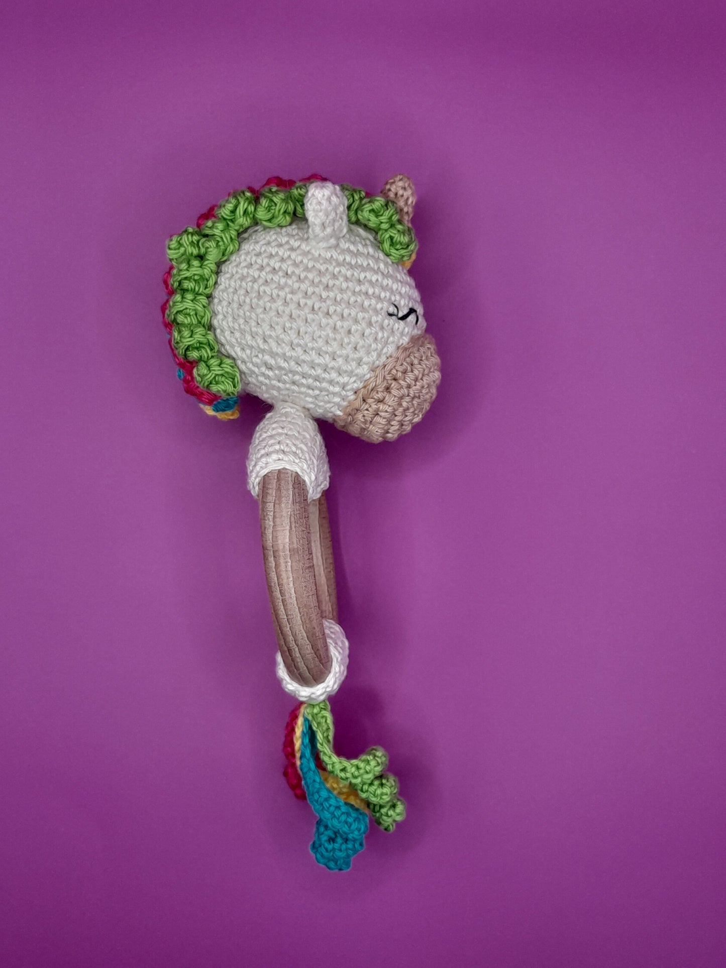 Crochet Celeste the Unicorn Rattle with Biting Ring