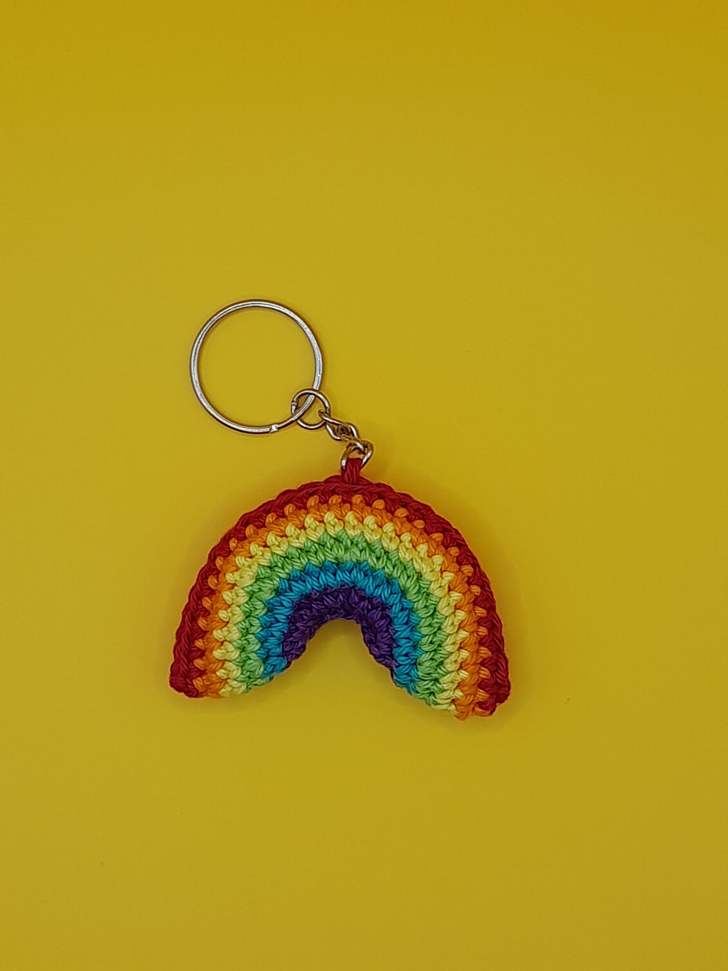 Crochet Rainbow Keychain
