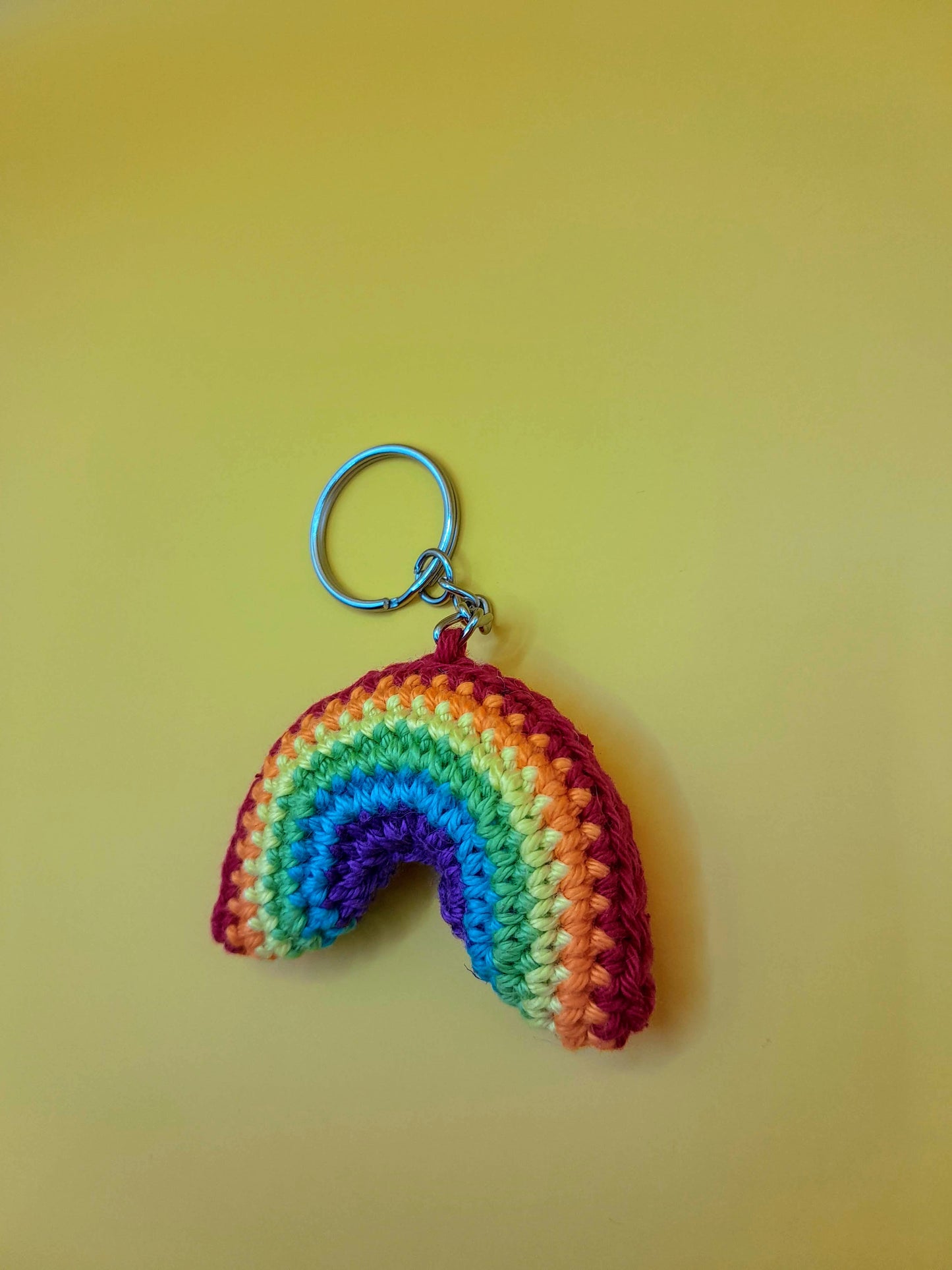 Crochet Rainbow Keychain